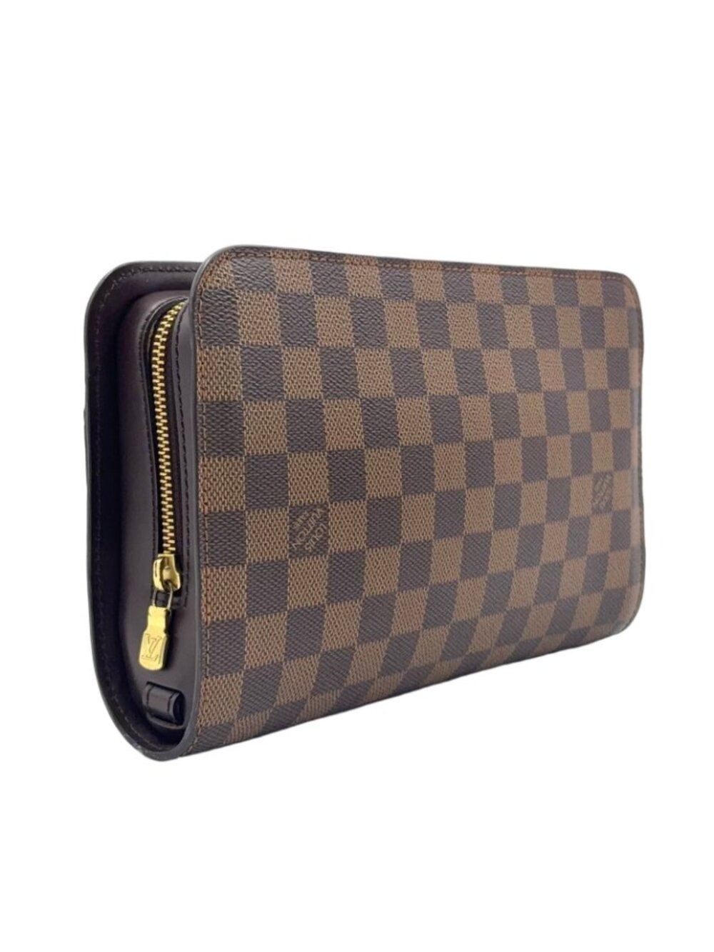 Louis Vuitton Damier Saint Ebene Second Leather Brown Clutch Gold - Picture 2 of 15